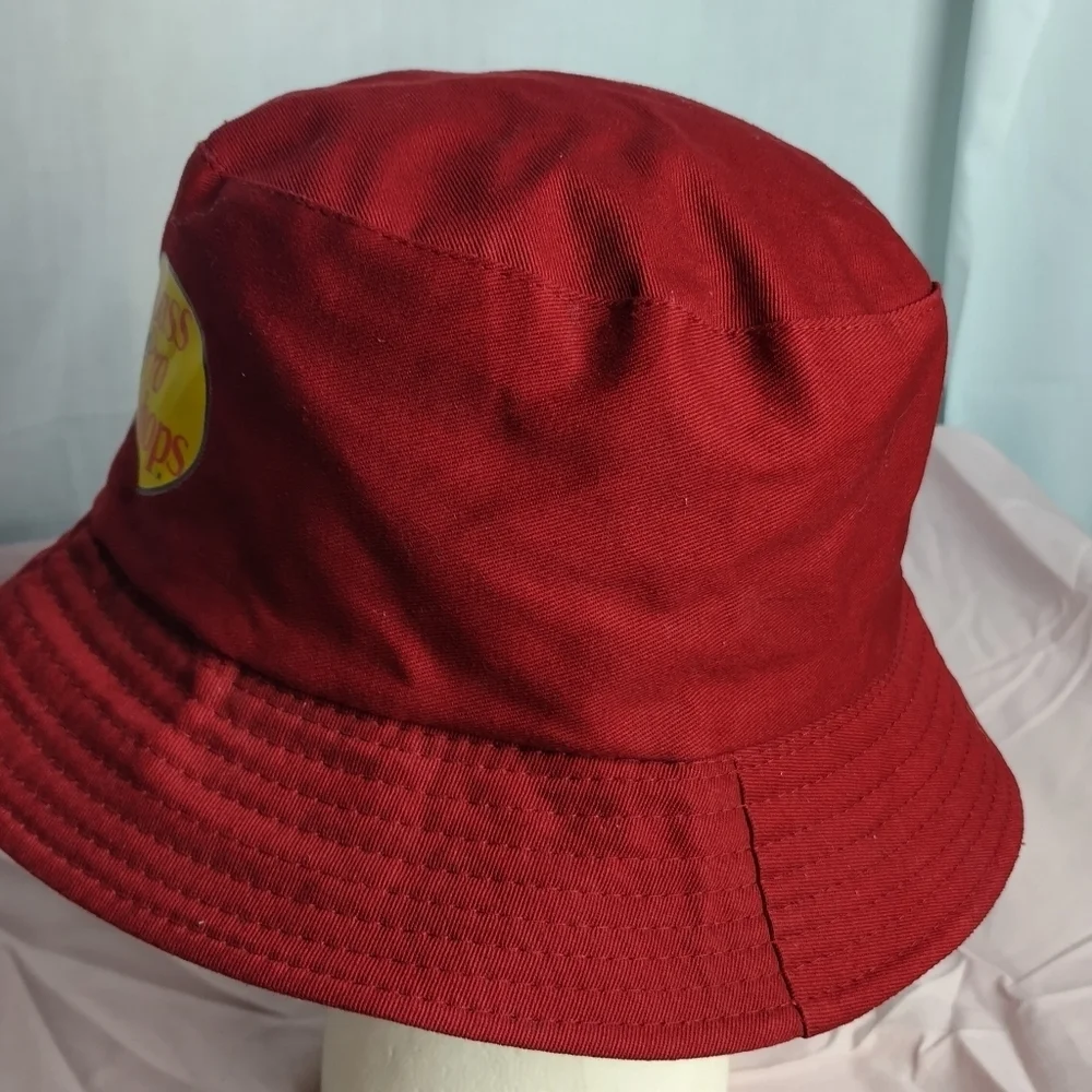 Bass Pro Shop Bucket Hat Outdoor Weather Protection Sz7 Maroon Fish Logo